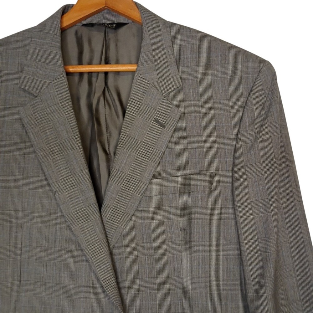 Jos A Bank‎ Blazer Mens 44S Gray Wool Glen Plaid 2 Button Sport Coat Jacket